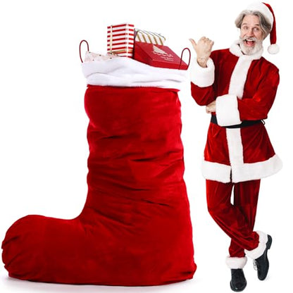 60 Inch Jumbo Velvet Christmas Stocking - Classic Red with White Fur Trim – Variation: Classic / Red