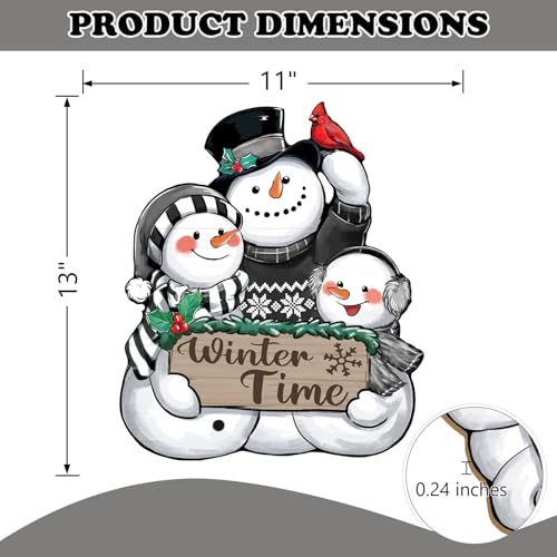 Winter Time Snowman Front Door Sign - Rustic Wooden Door Decor - Variation: Snowman