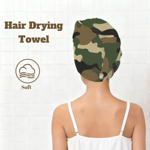 Microfiber Hair Towel Wrap for Women - Quick Dry Camouflage Turban, Absorbent & Gentle