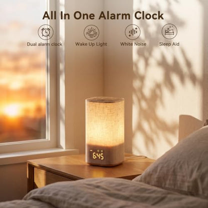 Sunrise Alarm Clock with Sound Machine, Dimmable Night Light & Dual Alarms