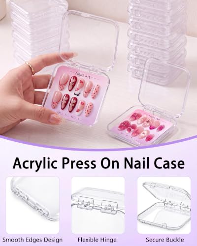 Press On Nail Storage Box Set - Clear Acrylic Fake Nail Display Case with Multiple Accessories
