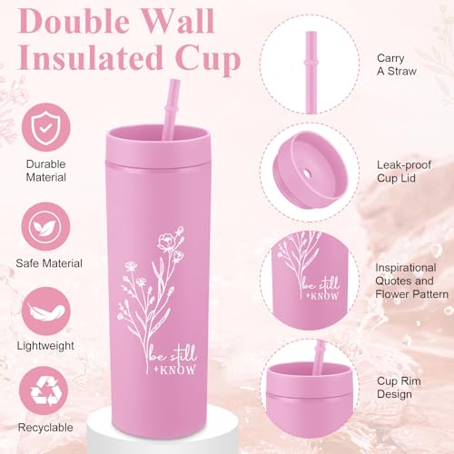 Pink Christian Gift Set for Women - Tumbler, Notebook, Pens & Makeup Bag