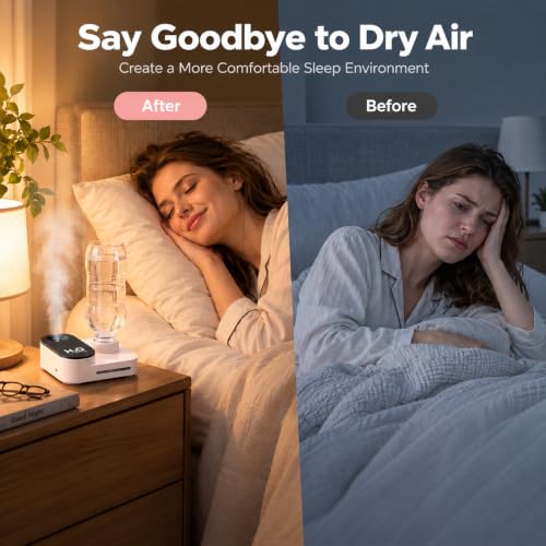 Travel Portable Mini Cool Mist Humidifier USB Rechargeable White - Gmuray