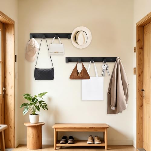 Black 5-Hook Wall Mount Coat and Towel Hooks - Bathroom & Kitchen Organizer - Variation 1