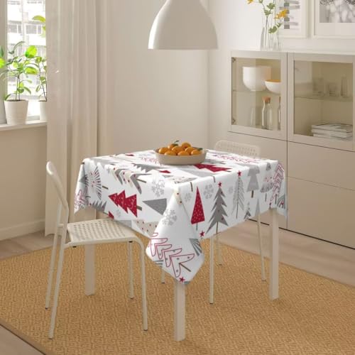 Christmas Tablecloth Square 60 x 60 Inch - Christmas Tree Pattern Holiday Decor - Sunshineyan