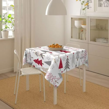 Christmas Tablecloth Square 60 x 60 Inch - Christmas Tree Pattern Holiday Decor - Sunshineyan