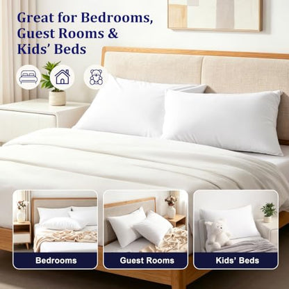 Waterproof Pillow Protectors 4-Pack - Standard Size 20x26 White, Zippered