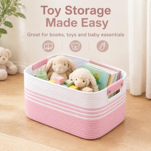 Kids Stuffed Animal Toy Storage Organizer - White Pink, 12.8 Gallon