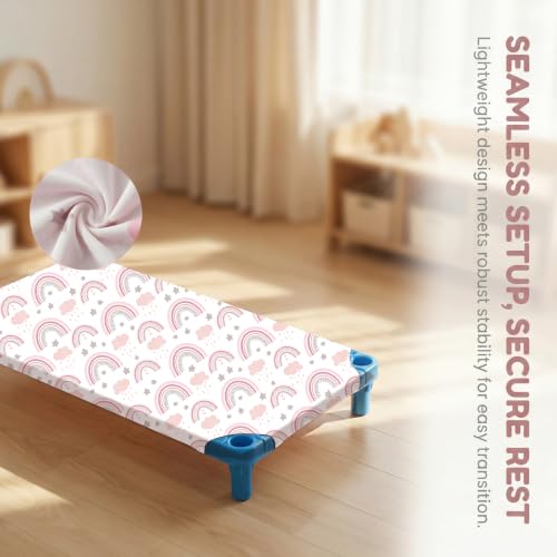 Rainbow Cot Sheets for Daycare - Fits 23 x 52 Inch Toddler Cots, 4 Pack