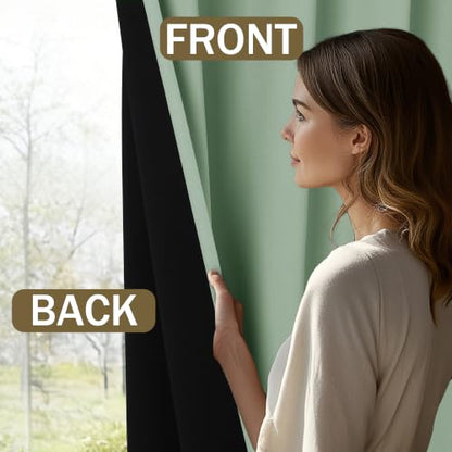 Blackout Curtains for Bedroom Sage Green 52x84 Inch - Pack of 2, Room Darkening