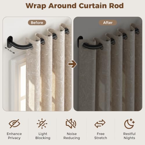 Black Wrap Around Curtain Rod 36-152 Inch Heavy Duty Adjustable Blackout Rod - 1 Pack
