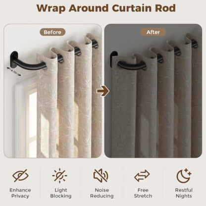 Black Wrap Around Curtain Rod 36-152 Inch Heavy Duty Adjustable Blackout Rod - 1 Pack