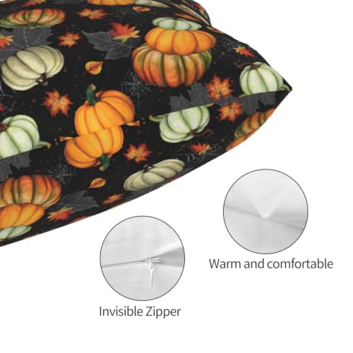 White Fall Maple Leaf Pumpkin Pillow Case 20x30 Inches with Zipper – Soft Plush Fabric