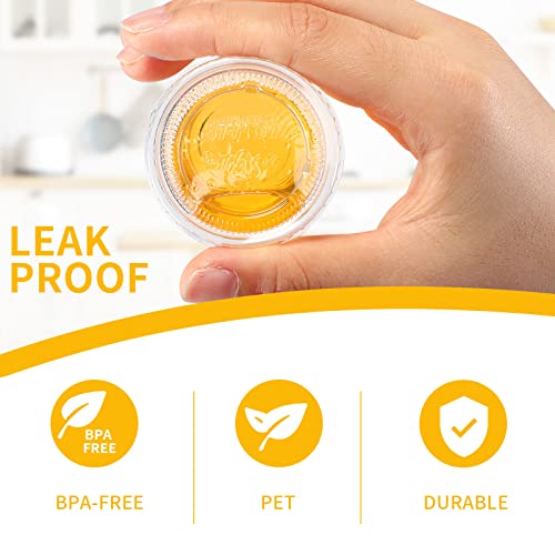 1000 Pack Jelly Shot Cups With Lids - 2oz Plastic Small Containers for Portion, Souffle, Sauce, Salad Dressing, Food Condiment - Disposable