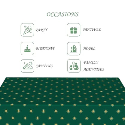 Green Christmas Tablecloth 70x120 Inches Washable Holiday Cover