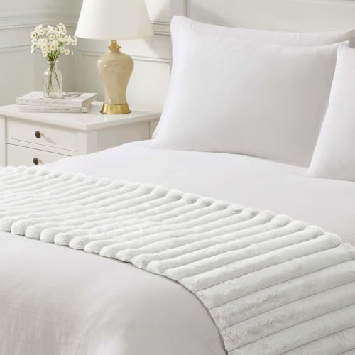 Riverbrook Home Everett Faux Fur Bed Runner - White, 24 x 80 Inches