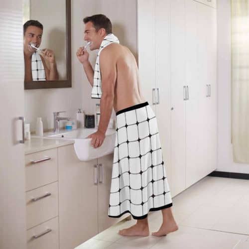 White Plaid Bath Towel Set - 3 Piece Microfiber Towels for Bathroom & Beach, Farmhouse Style - Variation: White, Black, Silver, Frost