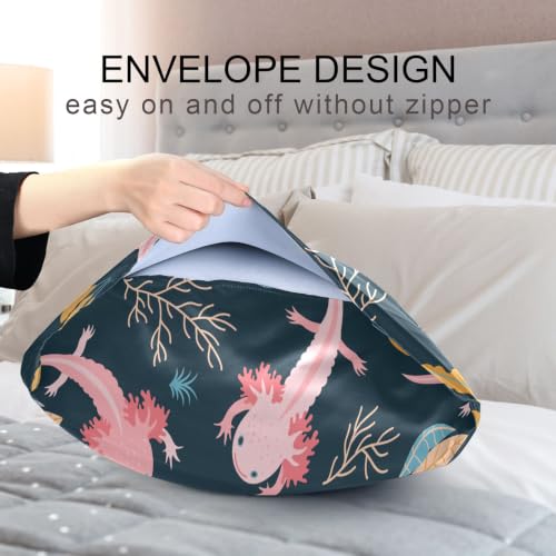 Satin Pillowcase for Hair and Skin - Axolotl Print, Standard 20x26in Variation of S26x20in