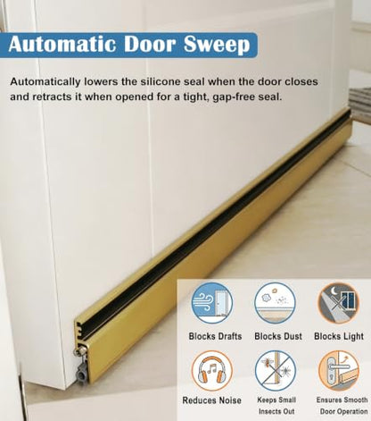 Brown Surface Mount Automatic Door Sweep 30 in Aluminum Seal for Small Animals