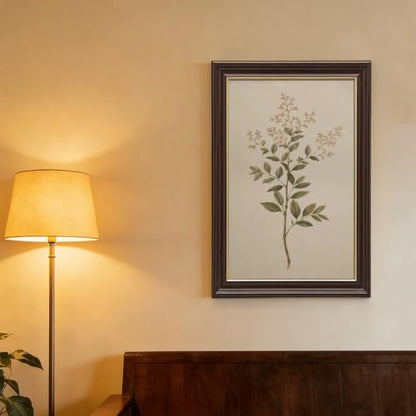 Wood Grain Gold Framed Botanical Wall Art with Pink Blossoms - 24x36