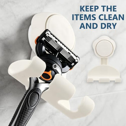 2PCS Shower Razor Holder with Suction Cup Hooks, Bathroom Organizers