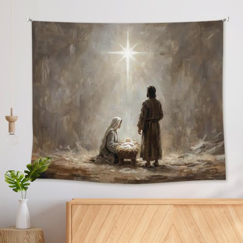 Christian Nativity Christmas Wall Tapestry - Religious Scene Decor - Variation: Christmas8