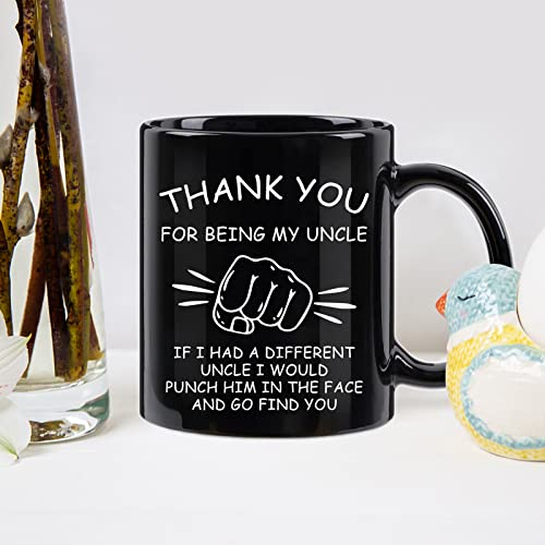 WENSSY Best Uncle Gift Mug - Funny Black 11oz Coffee Cup for Uncle