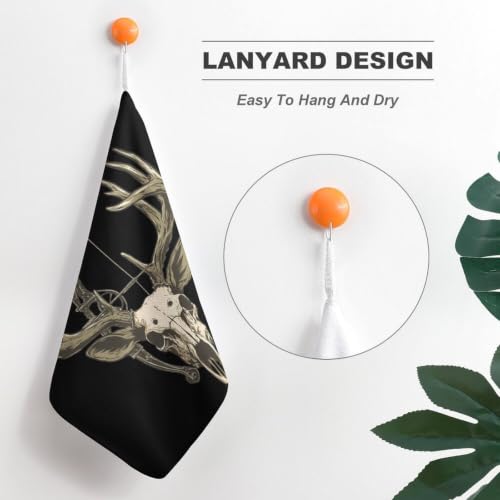 Deer Skull Bow Hunting Archery Hand Towels - 1PCS Bathroom Handkerchief