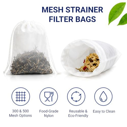4Pcs Fine Mesh Filter Bags with Drawstring - 9.8 x 13.8 Inches, Food-Grade Nylon