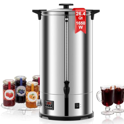 Hot Water Dispenser 26.4QT Canning Boiler with Rack - Commercial Kitchen Equipment