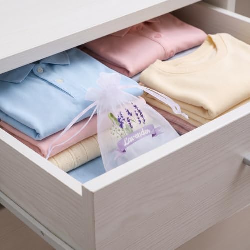 30 Pcs Drawstring Linen Sachet Bags for Lavender Storage - White Mesh