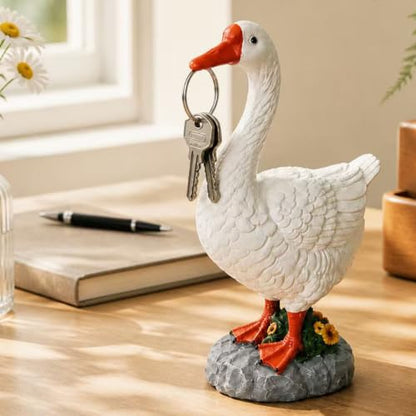 7 Inch Desk Goose Key Holder with Magnetic Beak Resin Figurine