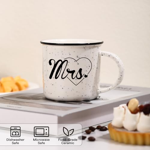 Mr & Mrs Wedding Coffee Mug Set of 2 - 10 Ounce Bridal Shower Gift, Engagement Gift, Valentine's Day & New Year Gifts - Variation of Mr & Mrs Set