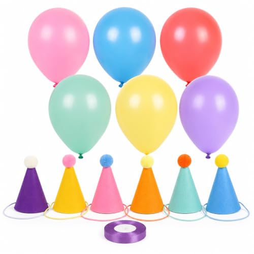 Mini Party Hats and Balloons Set for Stuffed Animals - Multicolor