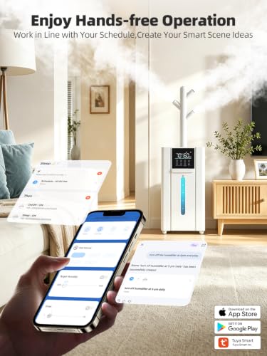 Smart Humidifier for Large Rooms with App Control, 4.8Gal Top Fill, White