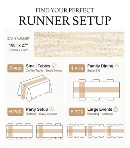 Gold Table Runner 10FT Gauze Glitter Wedding Party Decor - Rose Gold / 6 Pack