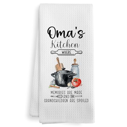 German Grandma Gifts Kitchen Hand Towels - Oma's Dish Cloths for Mothers Day & Christmas - 16x24 Inches - Variation of German Grandma
