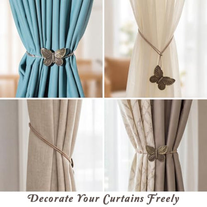 Magnetic Curtain Tiebacks with Bee Design, Vintage Copper Finish - 2 Pack