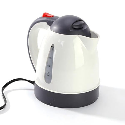 Portable Electric Travel Kettle, 12V Car Water Heater, 1000ml Capacity, White and Gray