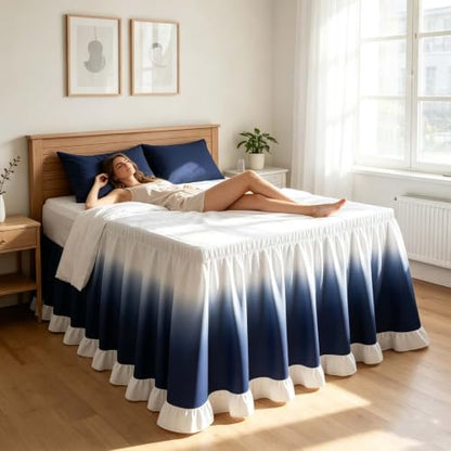 Black Twin XL Bed Skirt 25-Inch Drop Dust Ruffle for Dorm & Bedroom - Extended Size