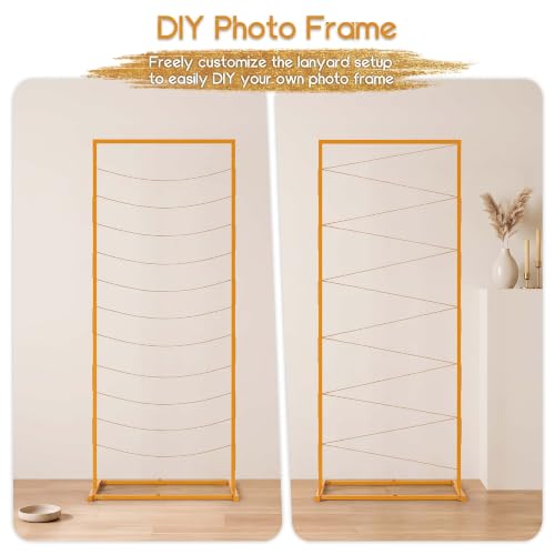 Gold Photo Display Board with Rope & Clips - Adjustable Collage Stand