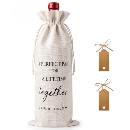 Wedding Wine Gift Bag for Couples - Engagement & Wedding Bottle Wrap