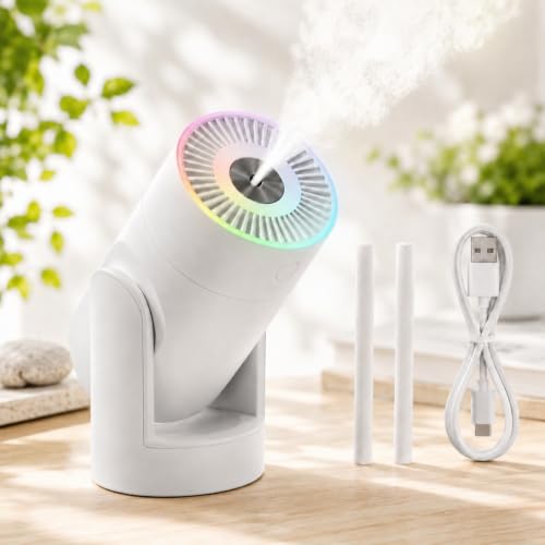 White Portable Mini Humidifier 220ml with 2 Mist Modes & Night Light