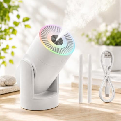 White Portable Mini Humidifier 220ml with 2 Mist Modes & Night Light
