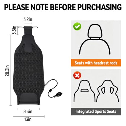 Adjustable Lumbar Support Pillow for Car Black - Back Pain Relief, Lower Back Cushion