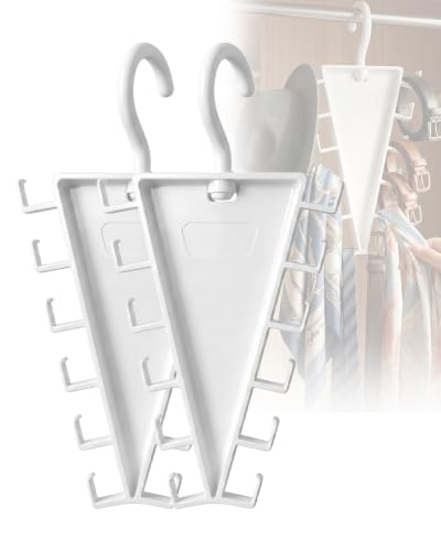 2-Piece V-Shaped Double-Sided Closet Organizer with 12 Hooks - Space Saving Hanger