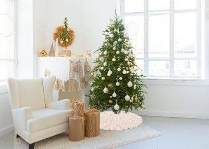 48 Inch Champagne Gold Christmas Tree Skirt Velvet Sequin Holiday Decor