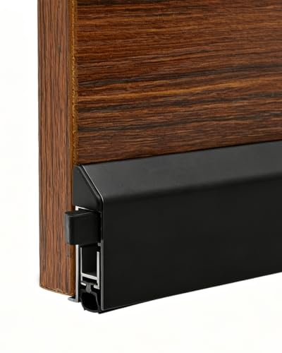 Self-Adhesive Surface Mount Door Sweep 28-86cm Noise & Draft Blocker - Black