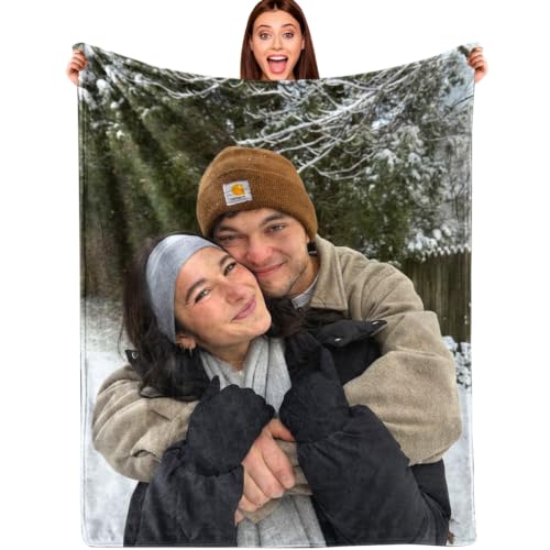 Baby Size Custom Photo Blanket with Text - Flannel Throw for Kids & Gifts