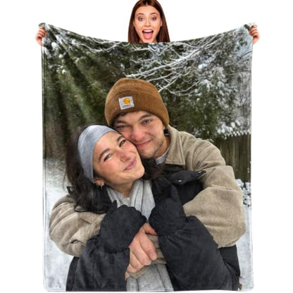 Baby Size Custom Photo Blanket with Text - Flannel Throw for Kids & Gifts